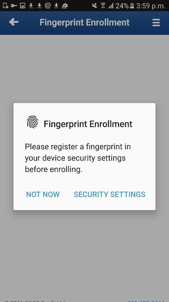 Regular Sign in attempts (Device supported, no fingerprint stored on device) There may be situations in which devices support Fingerprint Authentication, but where no fingerprint is stored on the