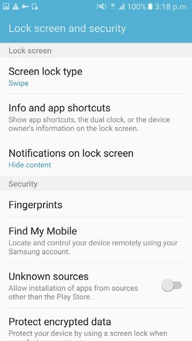 screens would be located in the settings app