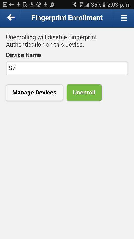 If a user navigates to the enrollment page after already having enrolled their device, they will see the device name and a Manage Devices button which will bring them to the Manage