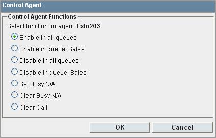 3.4.5 Controlling Agent Status Within a monitor view, clicking on an agent name displays a menu for changing the status of an agent.