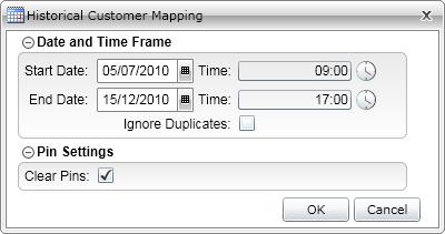 Supervisor: Customer Map 3.5.7 Create an Historical Map You can use the customer map to plot previous calls within a selected time range.