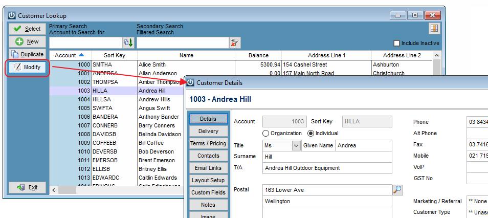 The ability to modify a Customer while in the Customer Lookup form has been added.