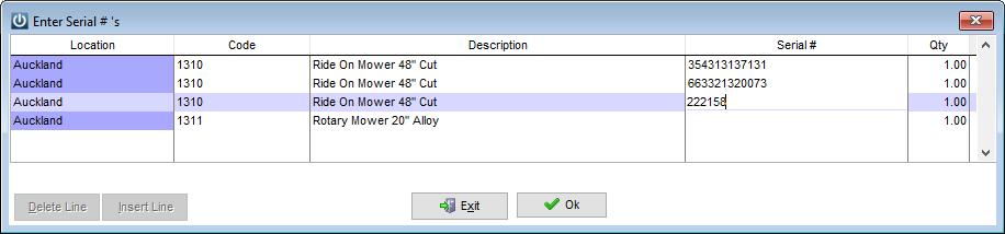 The screen for entry of Serial Numbers via Receive Products has been re designed and made simpler to use.