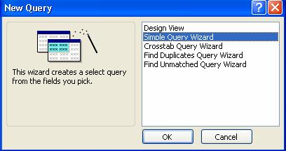 Click Simple Query Wizard, and then