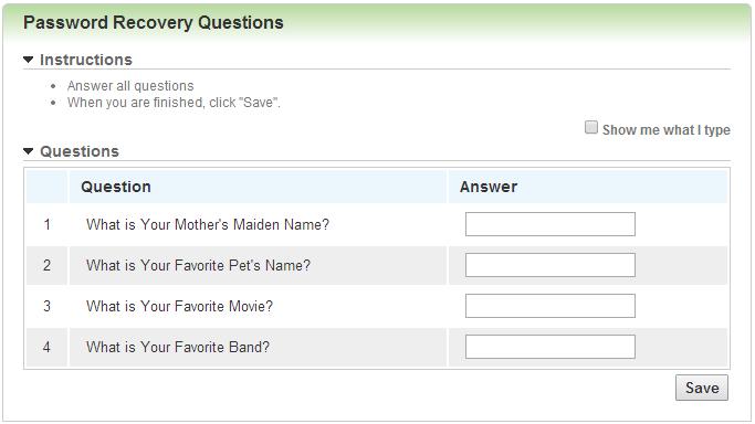 13) Enter answers to your security questions.