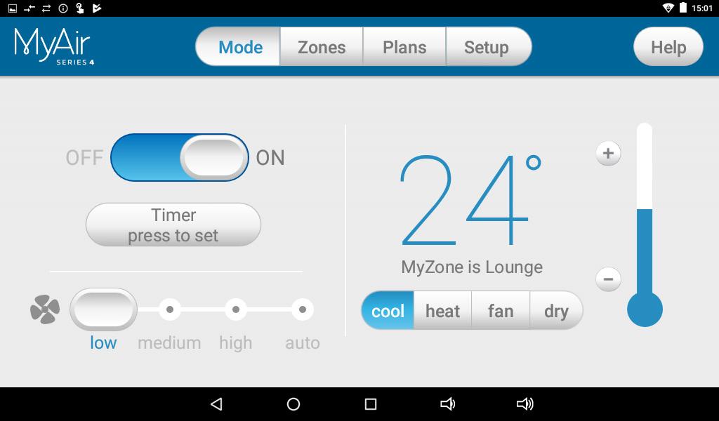 2 - MODE SCREEN The mode screen on the MyAir tab allows you to control your air-conditioner s
