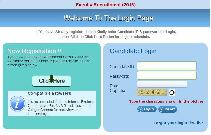 On New registration after clicking on Click Here a guideline/instructions page will be displayed and candidates are advised to read the same.