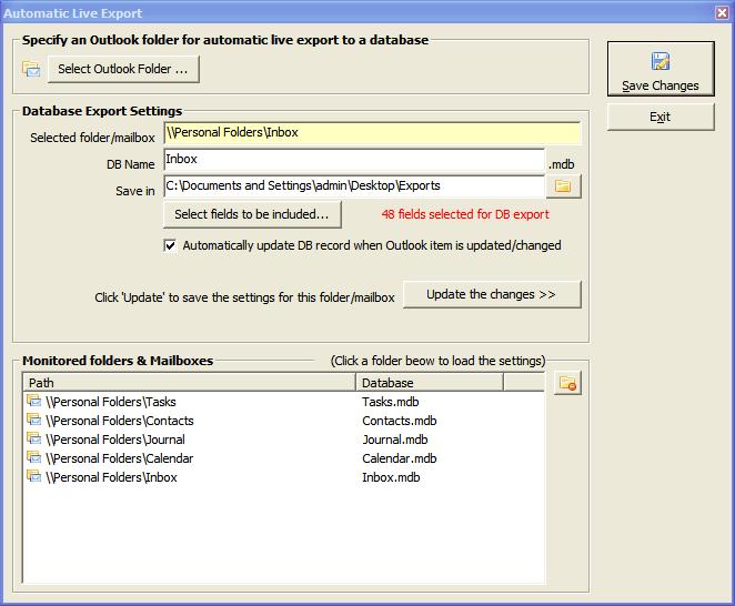 6. Automation Monitor an Outlook folder for live export to database One major feature introduced in version 2 is the real-time monitoring of any number of Outlook folders (can be a public folder or