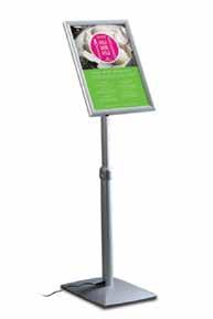 Free Standing 67 Flexible Menu Board LED This functional LED illuminated free standing board features a snap frame for quick graphic changes and adjustable height, tilt and orientation.