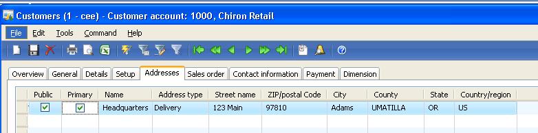 1. When logged into CEE, open the Customer list page (Accounts Receivable > Places > Customer), and double click Chiron Retail.