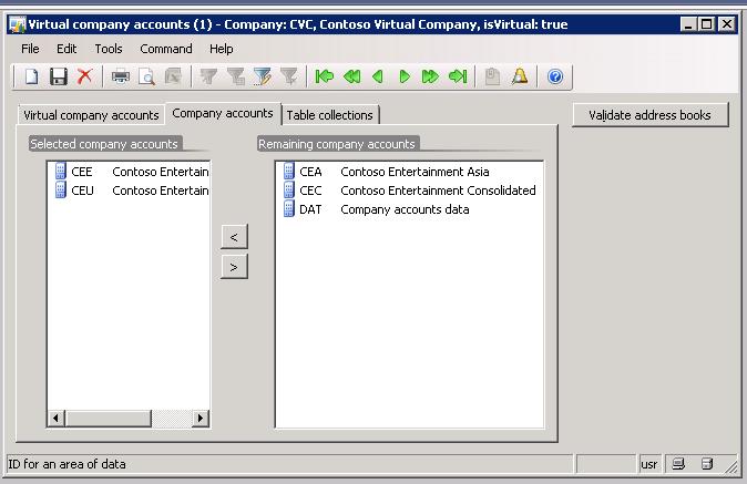 4. On the Company accounts tab, select the companies that you want to share parties between,