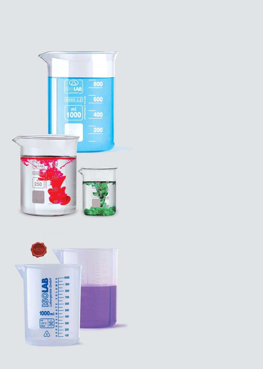 analytical laboratory low form beakers glass ISO 3819 and DIN 12331. These beakers have thick walls and heavy bases. Reinforced rims and spout to prevent breaking during washing and transportation.