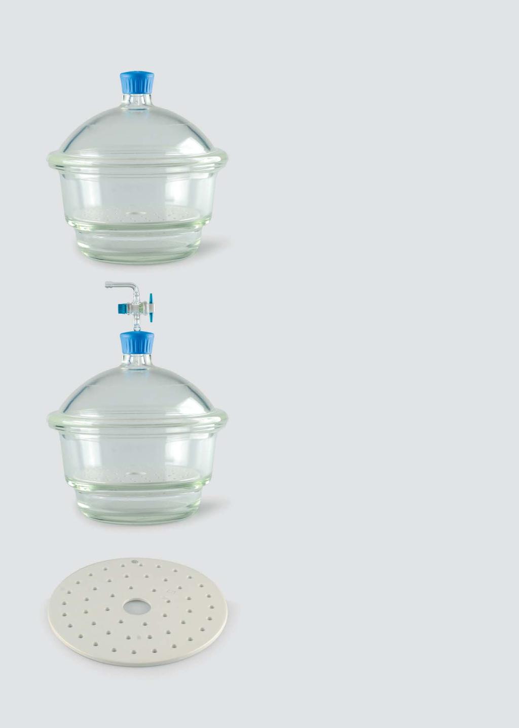 analytical laboratory glass desiccators non vacuum DIN 12491.