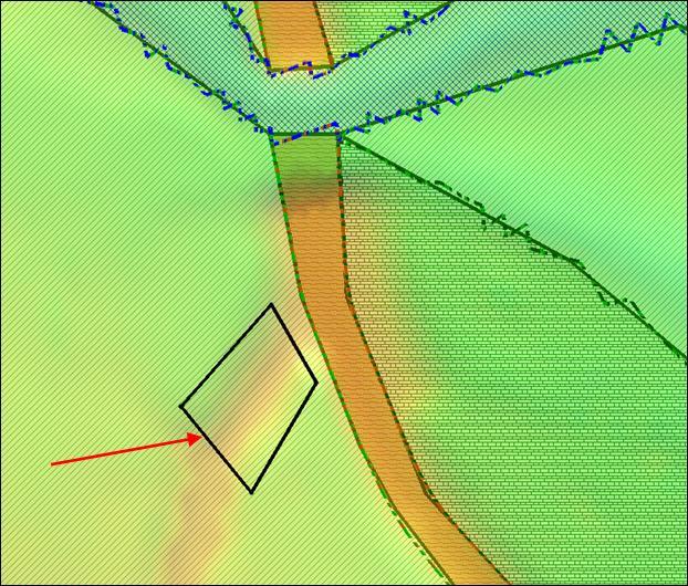 Figure 5 Arc enclosing the area between the weir arcs 4 Creating a Monitor Line SRH-2D Monitor lines allow extracting flows and water surface elevation data from the model at a specified location.