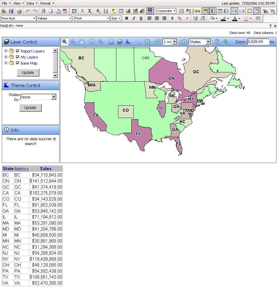 Accessing the Mapping Pages To view both the report and a map of the report data, click the Grid and Map button.