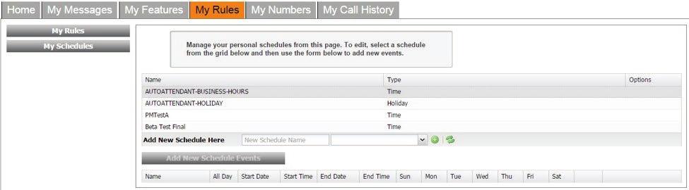MY RULES TAB DASHBOARD MENU My Rules is where you can create different rules to forward, reject or accept certain calls based on the phone number of the person calling and/or time of day and day of