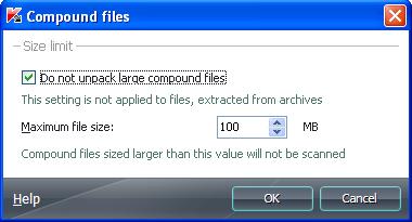 For each type of compound file, you can select to scan either all files or only new ones. To make your selection, click the link next to the name of the object.