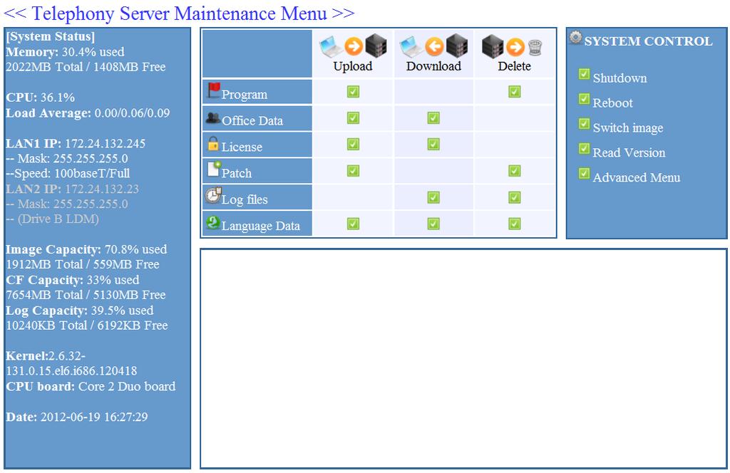 The Telephony Server Maintenance Menu is used beginning in S6, in lieu of PCPro Tools.
