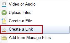 4. Under the appropriate module, click the blue Upload/Create button. 5. Choose the topic type Create a Link. Figure 5.