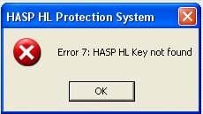 When do you get an error message as HASP HL Key not found? Solution: This error appears when HASP HL Key is not inserted into the USB port of the computer.