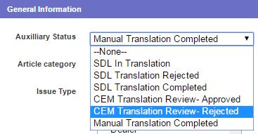 Click edit in the article. Change the auxiliary status of the translations to CEM review rejected on the right side of the page.