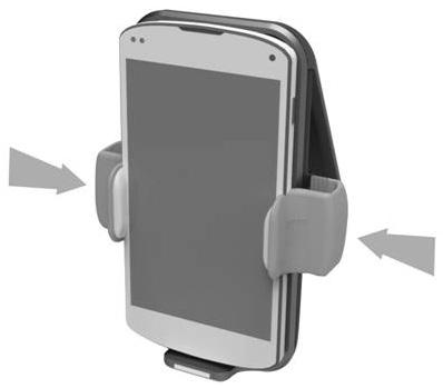 3. Fasten the mobile phone by pressing the brackets towards the phone. Figure 6.