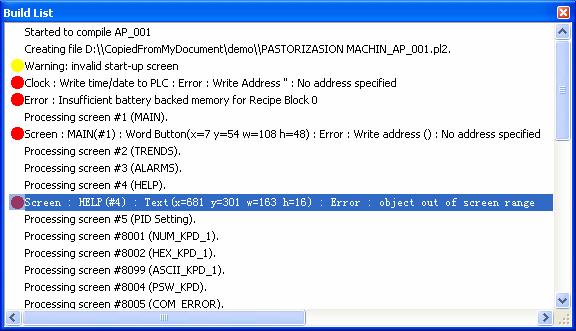 17 17.1.3. Build a List Window All the detailed information about the compiling process, error messages, and warning messages are listed in the Build List window.