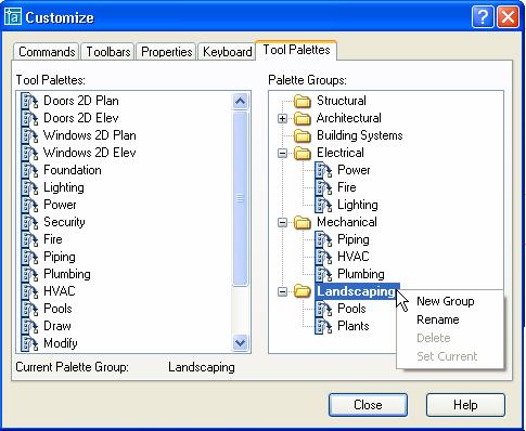 AutoCAD 2005 Features and s AutoCAD 2005 significantly increases the flexibility of tool palettes; now you can assign any type of content including commands, macros, and calls to LISP and ARX
