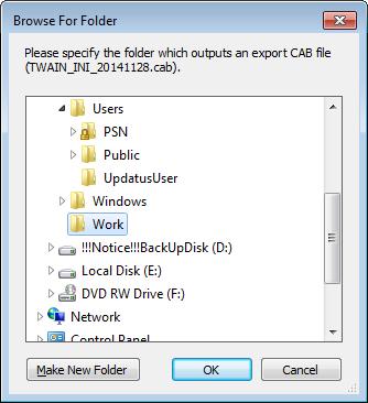 3. [Browse For Folder] dialog box is displayed. 4. Select a folder to export. Click [OK] button. 5. [Processing was successful.