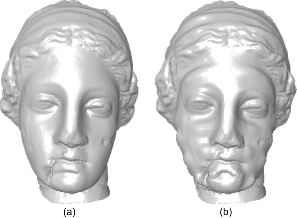 RESEARCH REPORT OF LIRIS 10 Fig. 5. A moderately watermarked Venus head (a) and a strongly watermarked one (b). moment contributions.