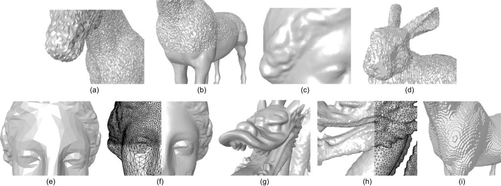 RESEARCH REPORT OF LIRIS 15 Fig. 9. Close-ups of some attacked watermarked models: (a) 0.50% random additive noise (BER = 0.12); (b) 0.50% spatially non-uniform noise (BER = 0.