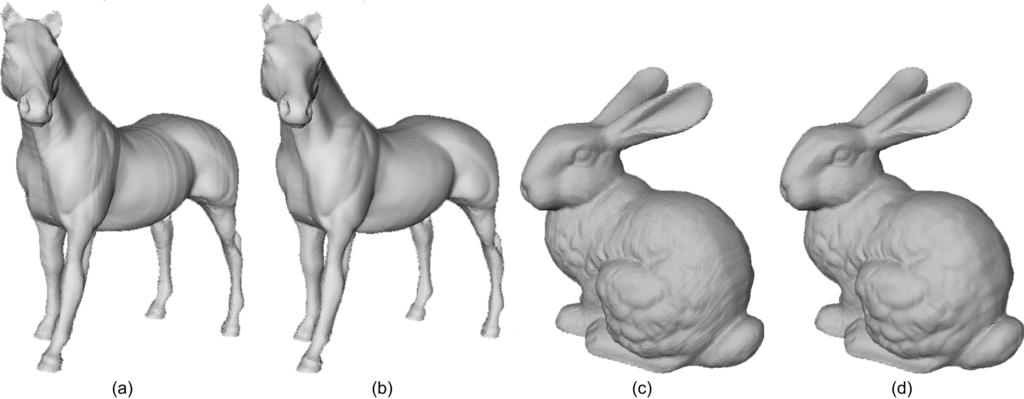 RESEARCH REPORT OF LIRIS 17 Fig. 10. Imperceptibility comparison between the algorithms of Cho et al. and our method: (a) Horse watermarked by their algorithm I (strength α = 0.