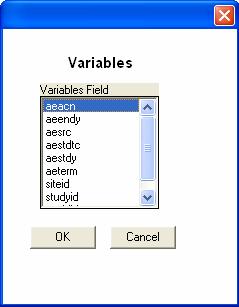 For example, if the user was reviewing variable names, the following screen is shown: The selected values are derived from the input