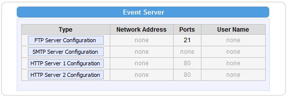 When setting up Event Handler, there are four types of settings. Event Server, Event Configuration, Event Rules and Manual Event Click the [Event] item on the Setup Page.