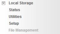 Local Storage Management The TCM/TCD-Series devices that come with built-in local storage capability will have the [Local Storage] item shown in the Setup Page when the mass storage has been inserted