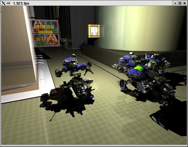 Wald, Purcell, Schmittler, Benthin, Slusallek / Realtime Ray Tracing and Interactive Global Illumination Figure 16: Example screenshots from animated scenes. From left to right: a.) BART Robots, b.