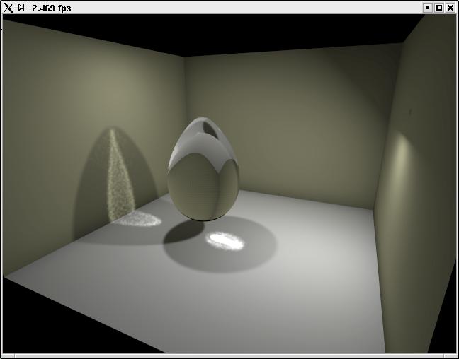 Most computations are spent on shooting highly coherent shadow rays, which perfectly fits the underlying ray tracing engine, and which can be easily implemented as a programmable shader.