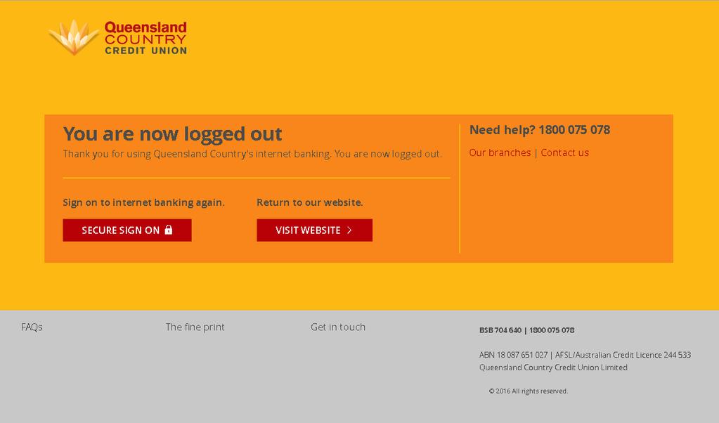 From here, you can sign on to internet banking again or return to our website.