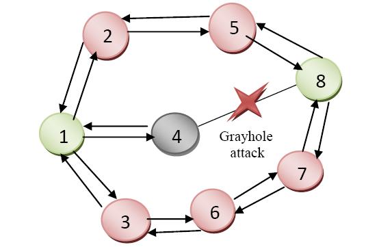 kinds of routing attacks i.e. Gray hole, Black hole, Sybil attack, Worm hole and resource consumption attack.