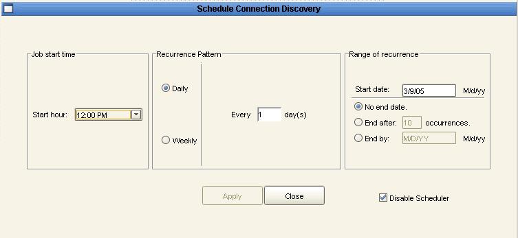 Connection Discovery Scheduling Connection Discovery You can configure Avaya Address Manager to periodically discover the connections on your network.