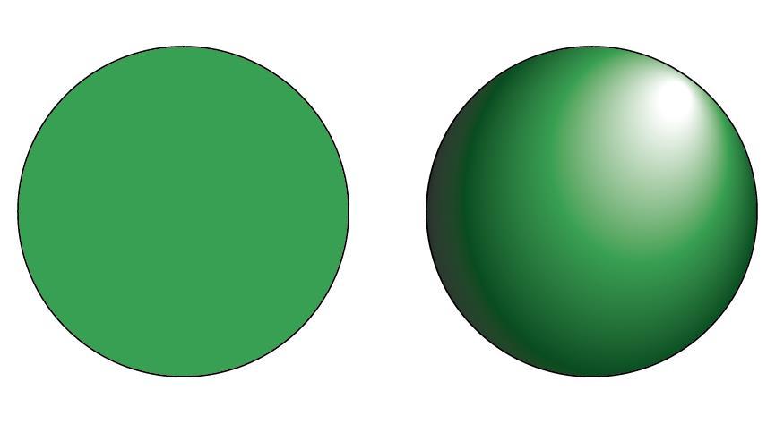 Shading Object color is altered to give impression of light and depth