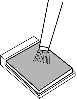 4.6 Heat sink/cpu 4 Replacement Procedures 2. Apply new grease on the CPU using a brush as shown in the following figure. Apply appropriate quantity (about 0.