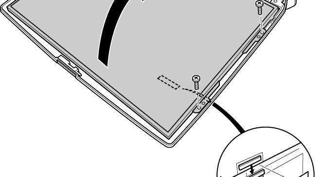 After peeling off the glass tape, disconnect the LCD cable from the connector on the back of the LCD. Remove the LCD unit.