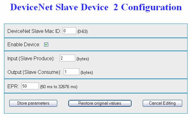 parameters to set on the Device Configuration screen shown in Figure 7: