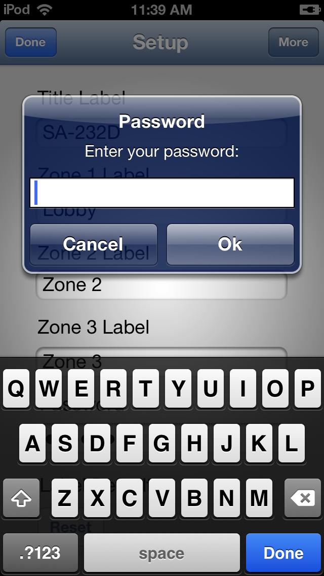 This would look similar on an iphone 5. Setup Screen UI fields. 1. Done Button Will bring you back to the Home screen. 2.