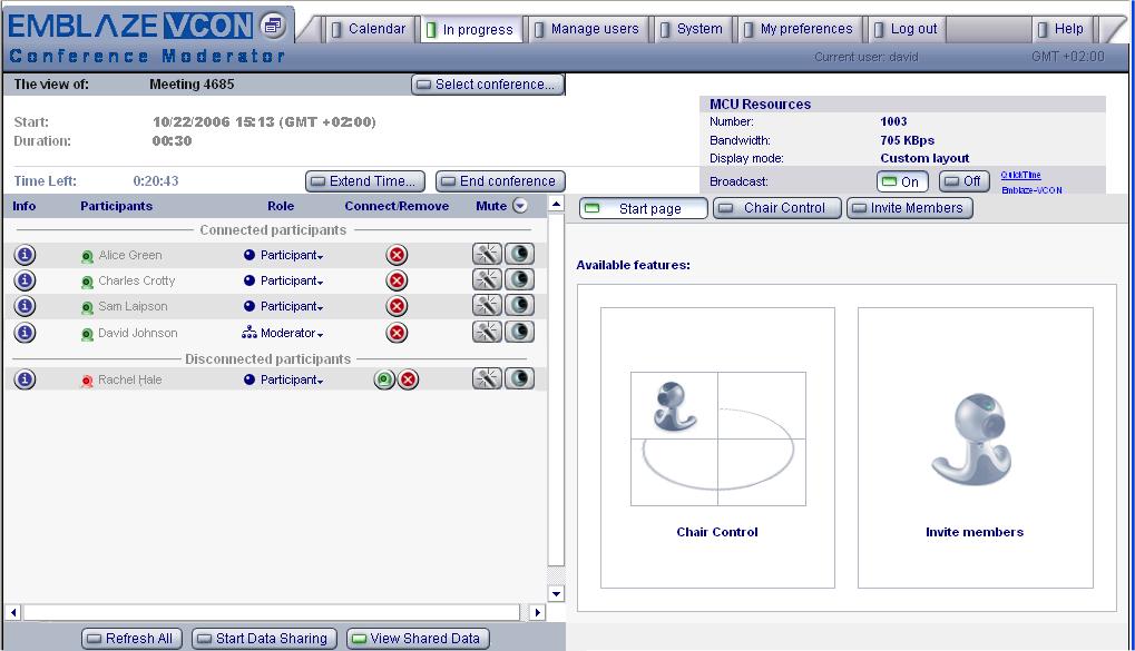 4 Managing a Conference - In Progress Viewing Data Sharing For participants to view the shared document, they must log in to the Conference Moderator