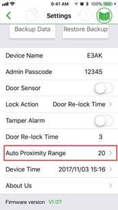 Auto Proximity Range Adjustment and Auto unlock Function User Interface: 1 4 2 3 5 6 figure 1 Tap 1 to go to Device list page as 2.