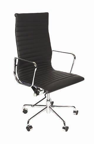 uk Eames Style Ribbed Chairs TELEPHONE:0845 All prices All prices subject 000 to to VAT 9000 OI-6831 Charles Eames Style High Back Ribbed Executive Chair In Black Faux Leather With Chrome Base And