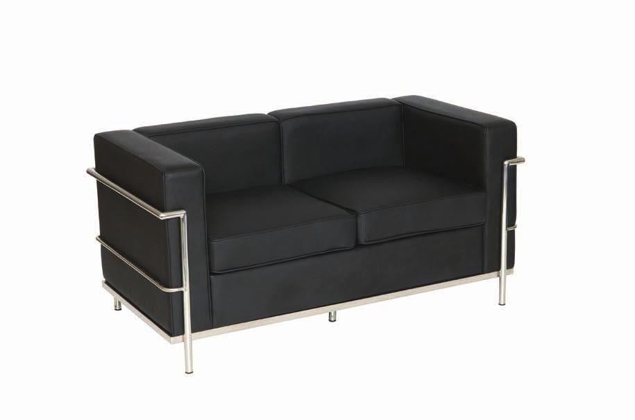 H700 SJ009-2 Le Corbusier Style Two Seater Faux Leather/ Chrome Sofa W1430 x D730 x