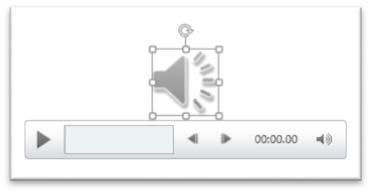Click the Insert tab on the ribbon. The ribbon presents insert options as shown below. Click the Audio button.
